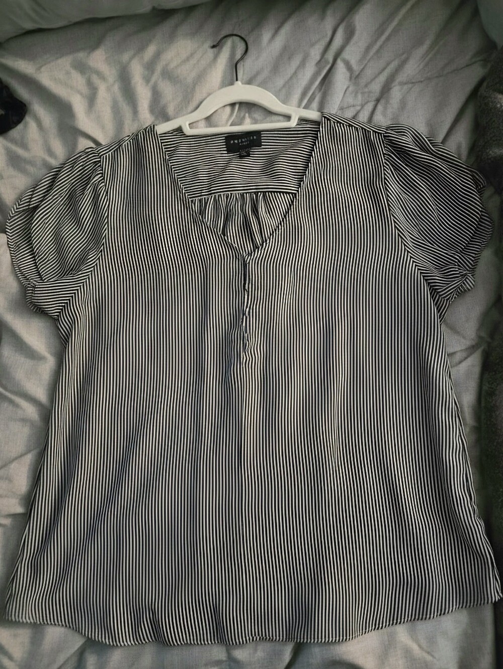 Premise Woman Black White Striped Blouse | Size 2X